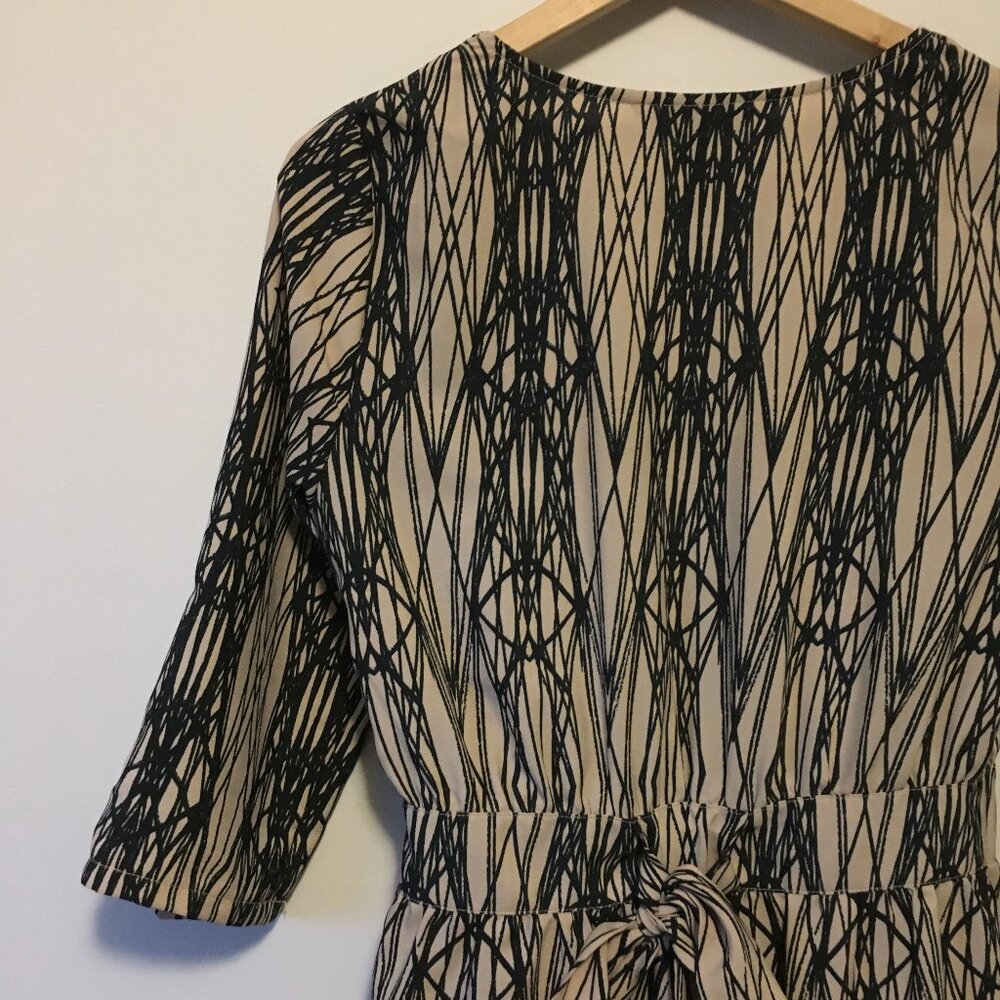 Presley Skye Retro 70s Geometric Tesseract Wrap Dress Tie Back Small - Picture 5 of 15
